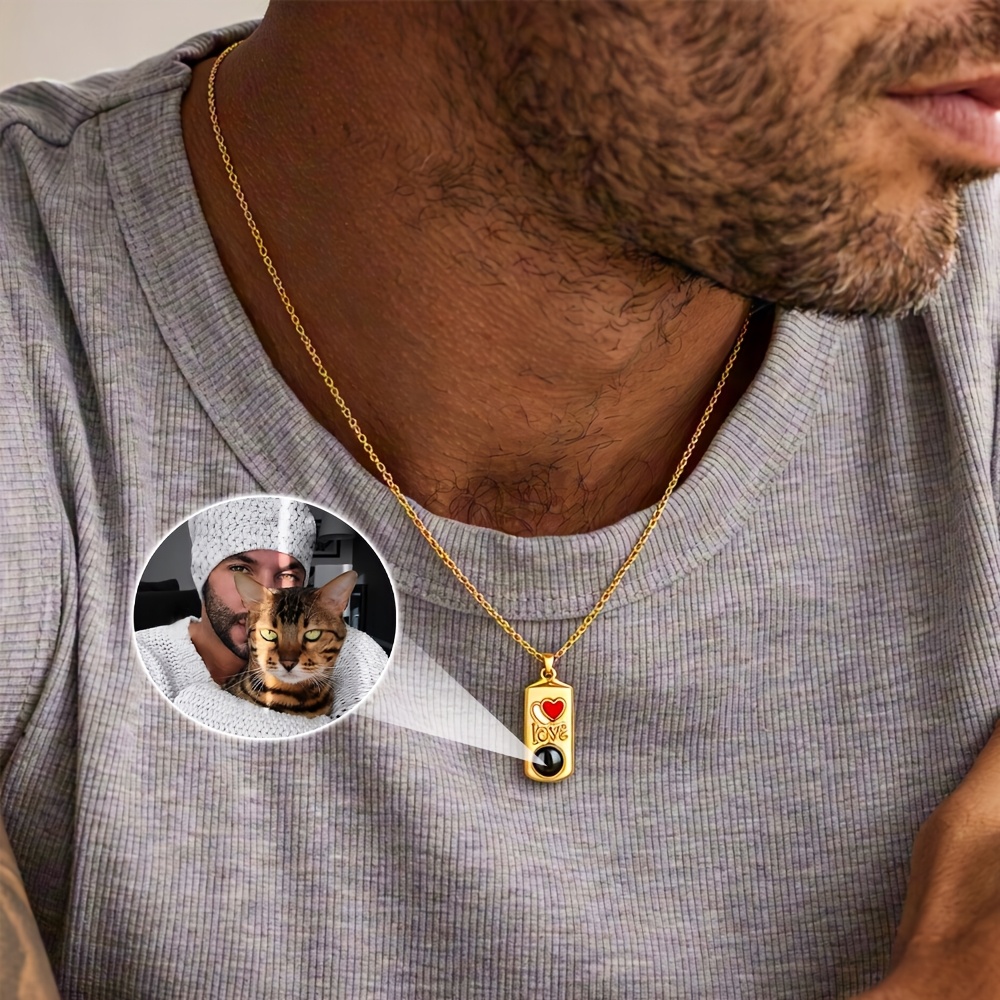 Custom Photo Stainless Steel Heart Shaped Projection Necklace